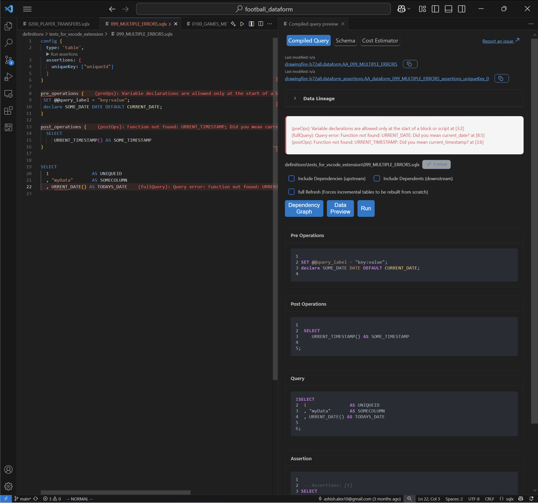 Inline diagnostics on `.sqlx` file 🚨 demonstration