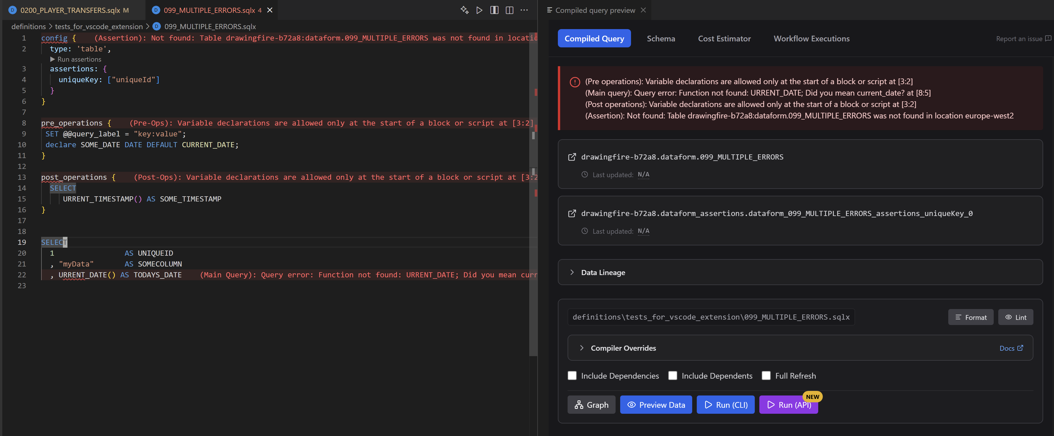 Inline diagnostics on `.sqlx` file 🚨 demonstration