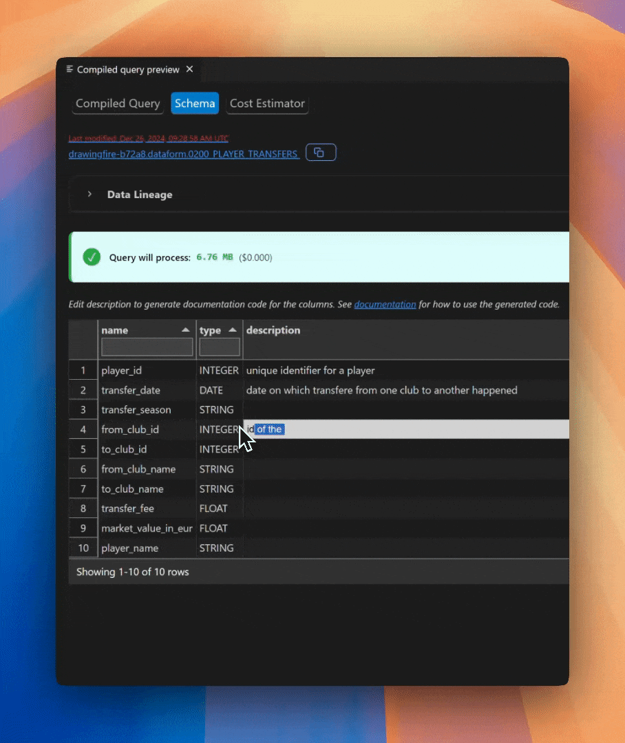 Schema code generation demonstration